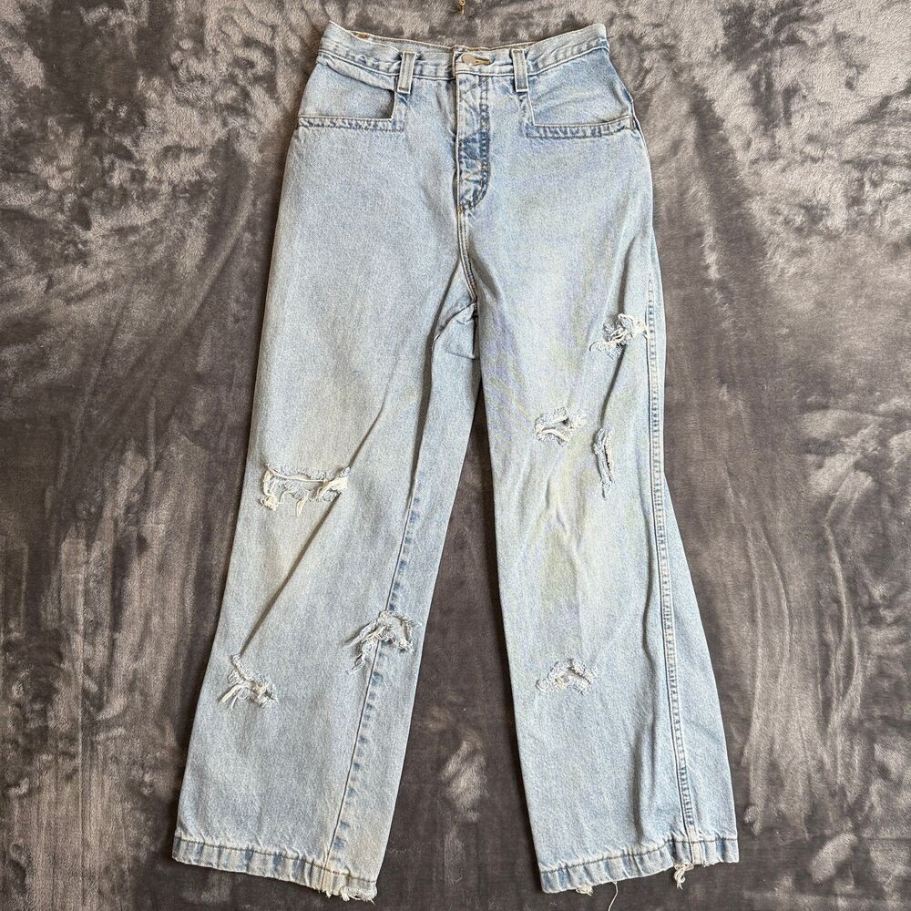 Vintage Zonz Jeans Baggy Women's Light Wash Faded Size 26 Square Pockets